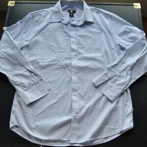 Calvin Klein Medium White Button-Up Dress Shirt w/ Blue Stitch Pattern